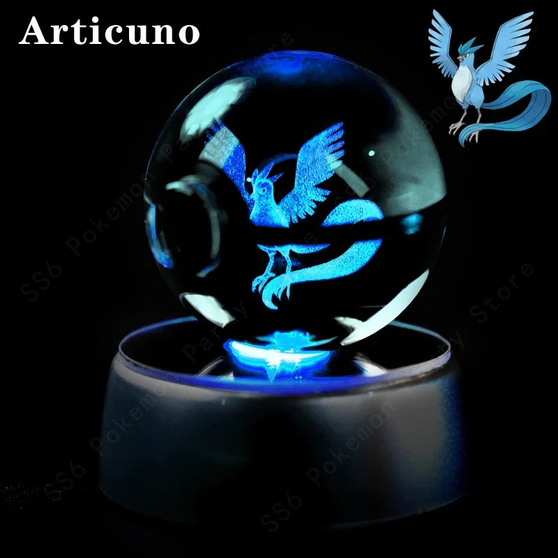3D Crystal Ball LED Night Light - Pikachu, Mewtwo & More