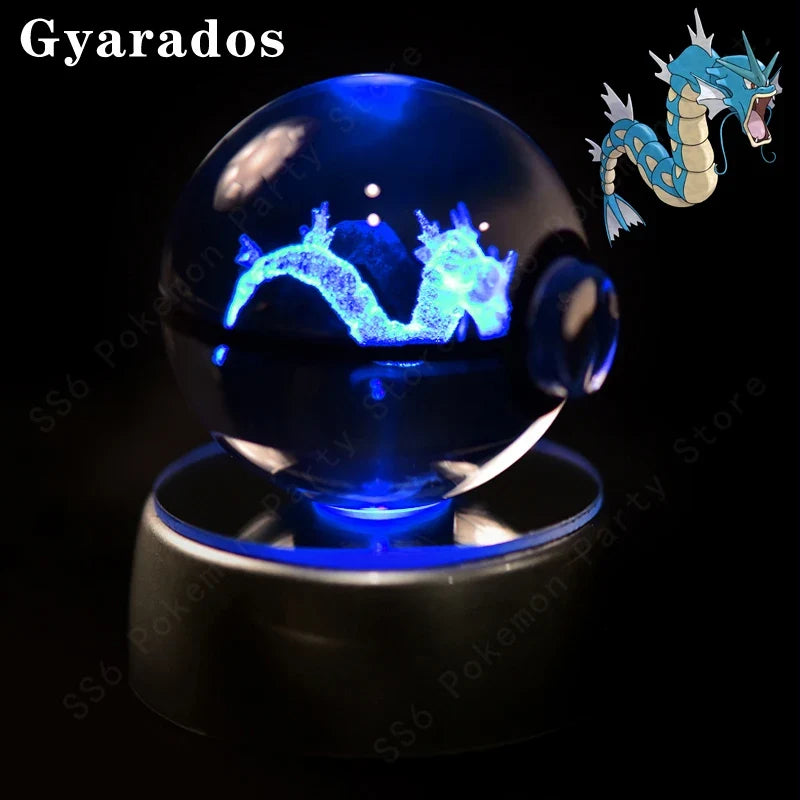 3D Crystal Ball LED Night Light - Pikachu, Mewtwo & More