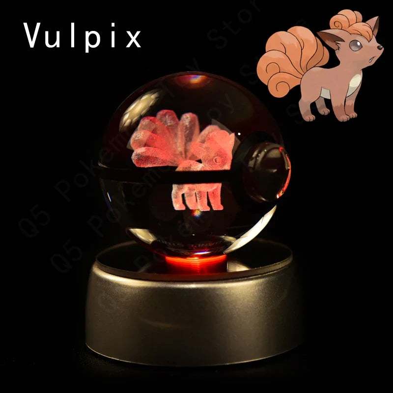 3D Crystal Ball LED Night Light - Pikachu, Mewtwo & More