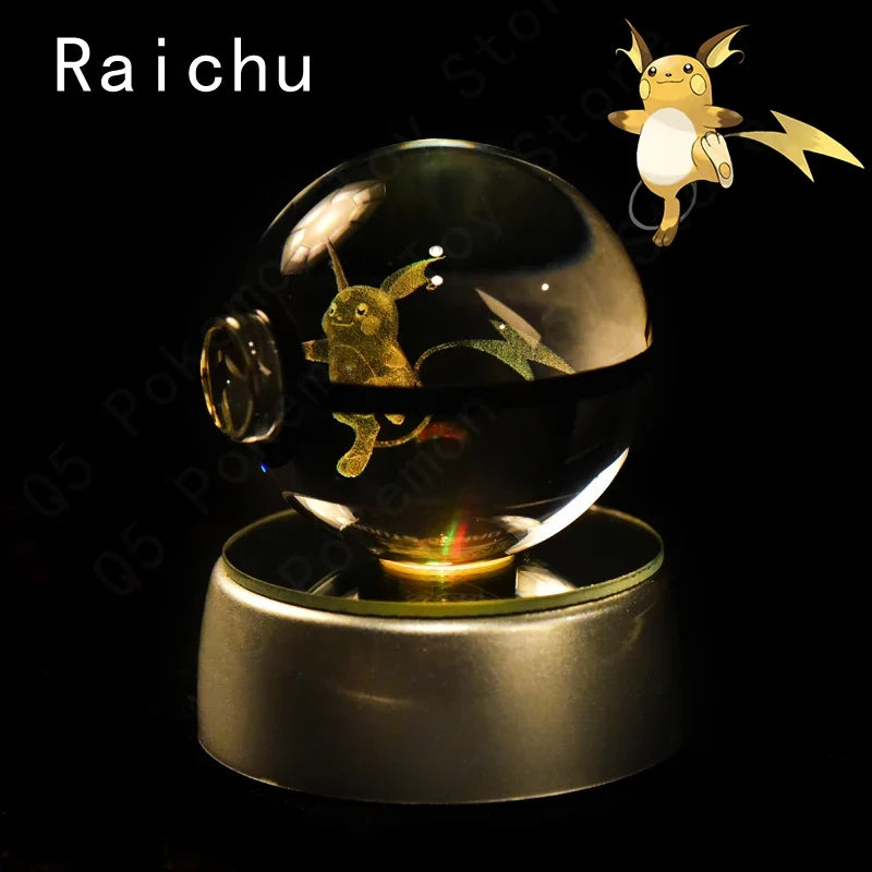3D Crystal Ball LED Night Light - Pikachu, Mewtwo & More