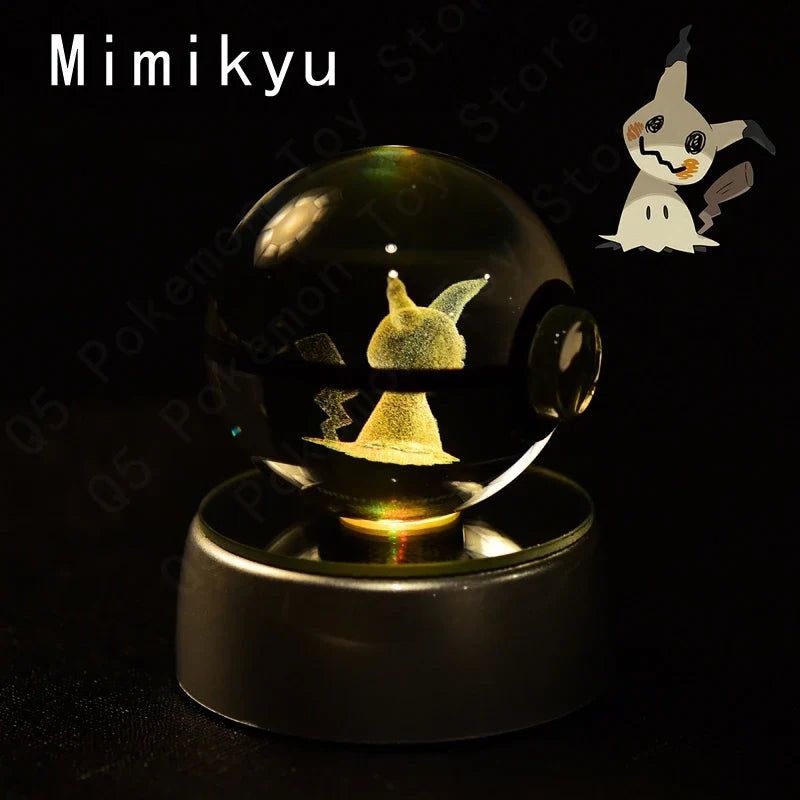 3D Crystal Ball LED Night Light - Pikachu, Mewtwo & More