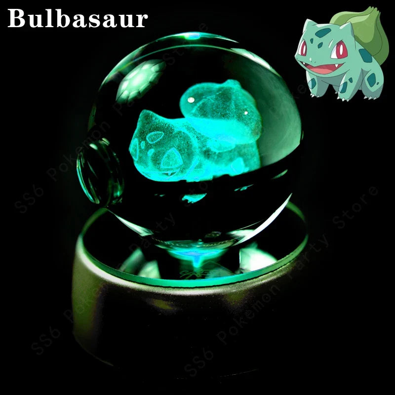 3D Crystal Ball LED Night Light - Pikachu, Mewtwo & More