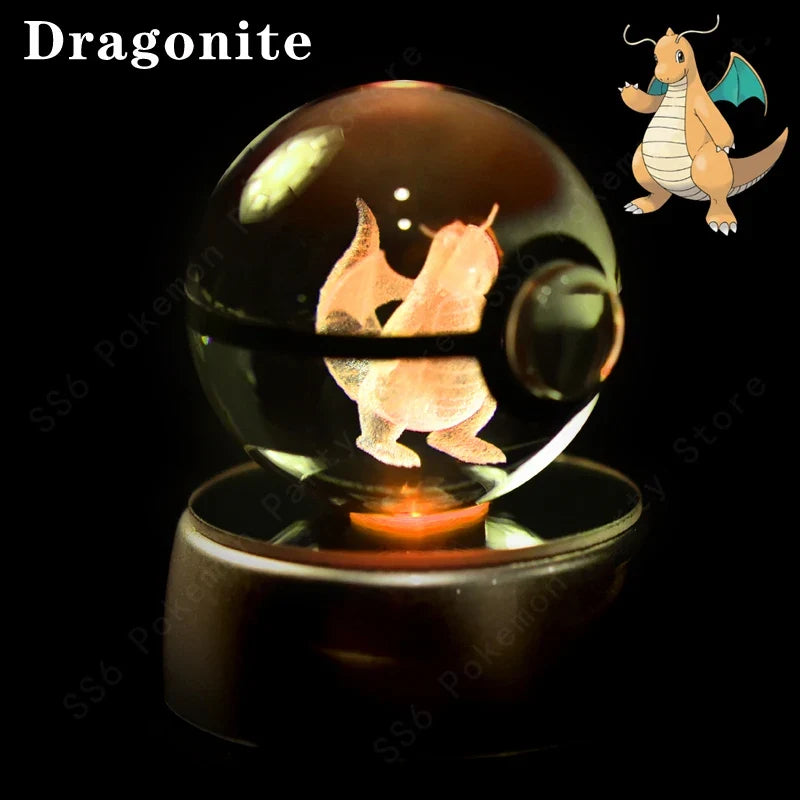 3D Crystal Ball LED Night Light - Pikachu, Mewtwo & More