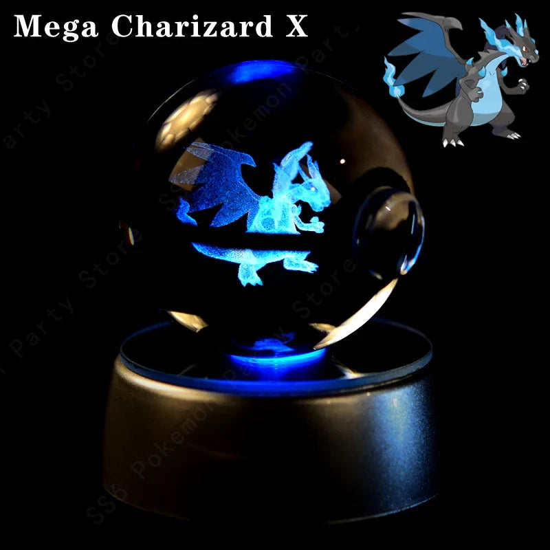 3D Crystal Ball LED Night Light - Pikachu, Mewtwo & More