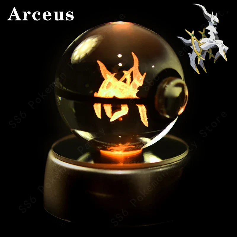 3D Crystal Ball LED Night Light - Pikachu, Mewtwo & More