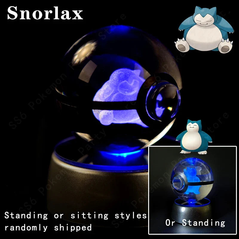 3D Crystal Ball LED Night Light - Pikachu, Mewtwo & More
