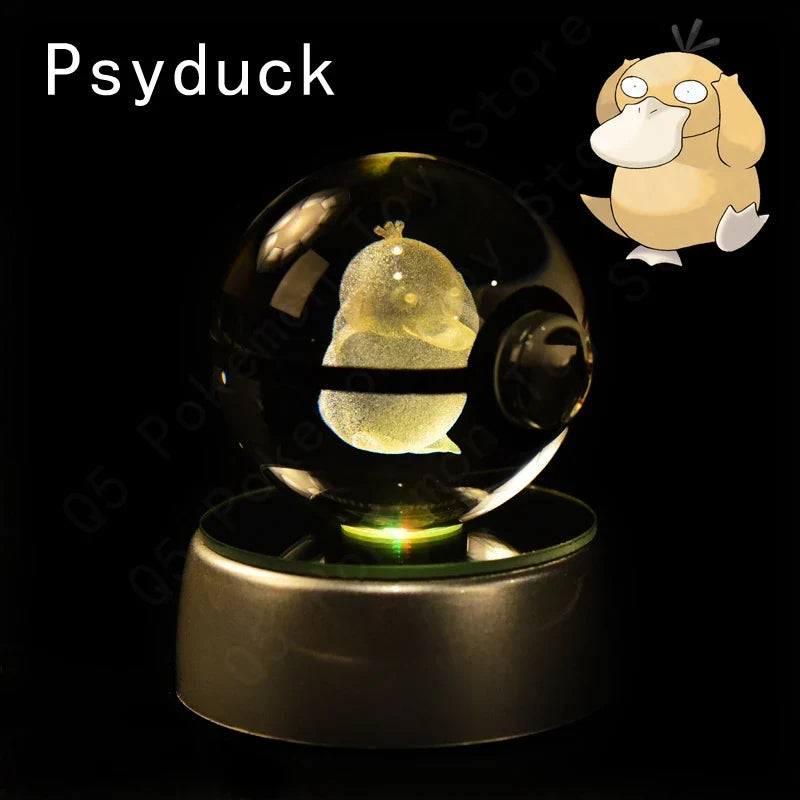 3D Crystal Ball LED Night Light - Pikachu, Mewtwo & More