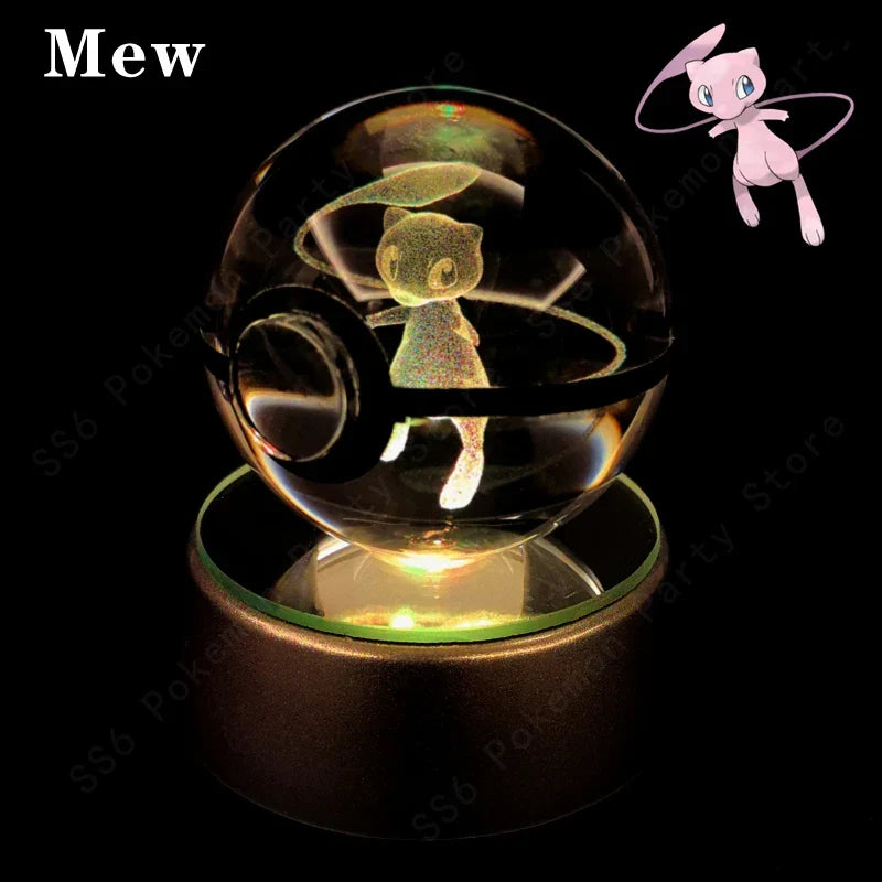 3D Crystal Ball LED Night Light - Pikachu, Mewtwo & More