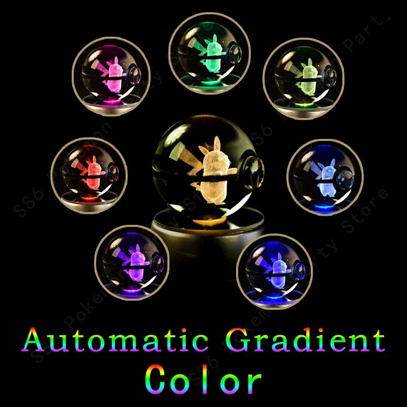 3D Crystal Ball LED Night Light - Pikachu, Mewtwo & More