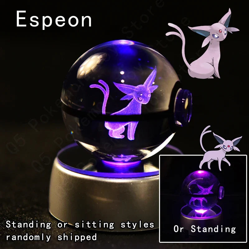 3D Crystal Ball LED Night Light - Pikachu, Mewtwo & More