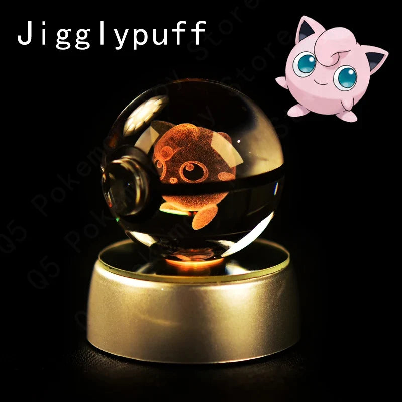 3D Crystal Ball LED Night Light - Pikachu, Mewtwo & More