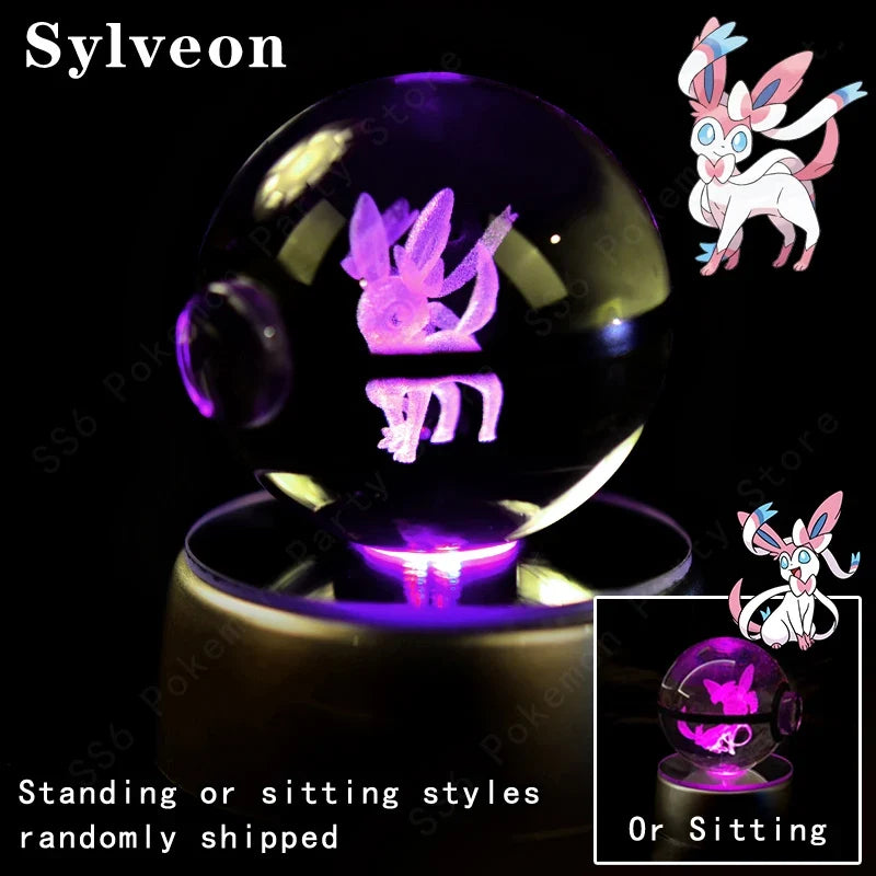 3D Crystal Ball LED Night Light - Pikachu, Mewtwo & More