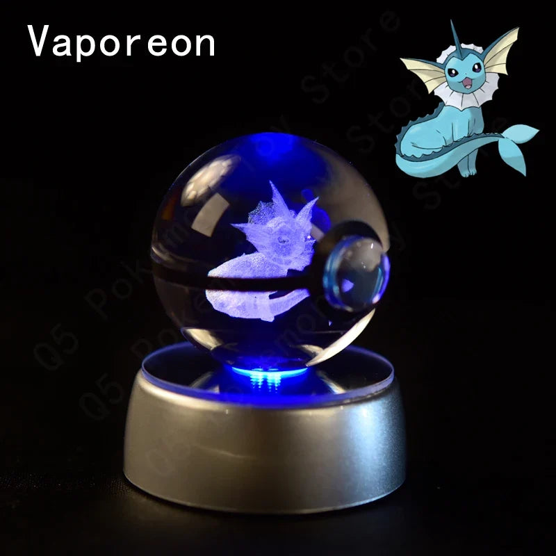 3D Crystal Ball LED Night Light - Pikachu, Mewtwo & More