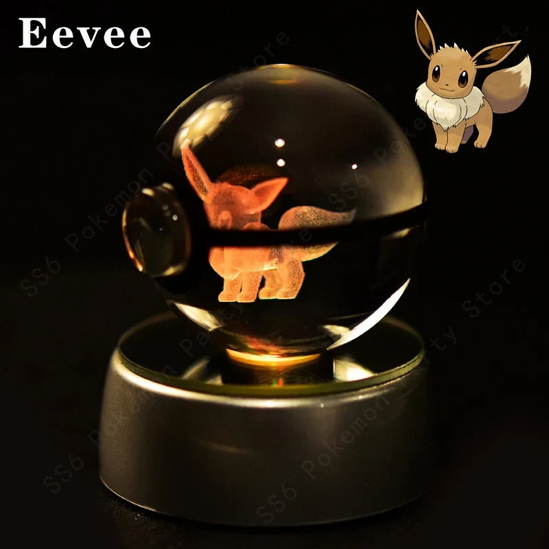 3D Crystal Ball LED Night Light - Pikachu, Mewtwo & More