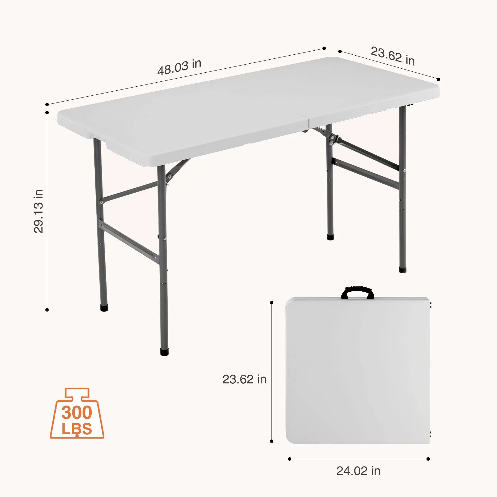 2 Pack of 6 Feet Foldable Table with Built in Handle & Steel Legs | Heavy Duty Portable | Perfect for Party, Dining, Wedding, Events, Picnic Indoor, Outdoor, Camping, Utility, Temporary