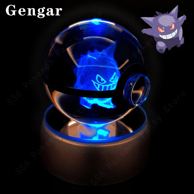 3D Crystal Ball LED Night Light - Pikachu, Mewtwo & More