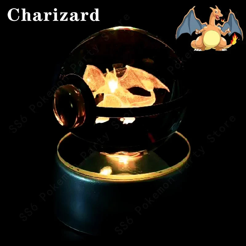 3D Crystal Ball LED Night Light - Pikachu, Mewtwo & More
