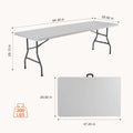 2 Pack of 6 Feet Foldable Table with Built in Handle & Steel Legs | Heavy Duty Portable | Perfect for Party, Dining, Wedding, Events, Picnic Indoor, Outdoor, Camping, Utility, Temporary
