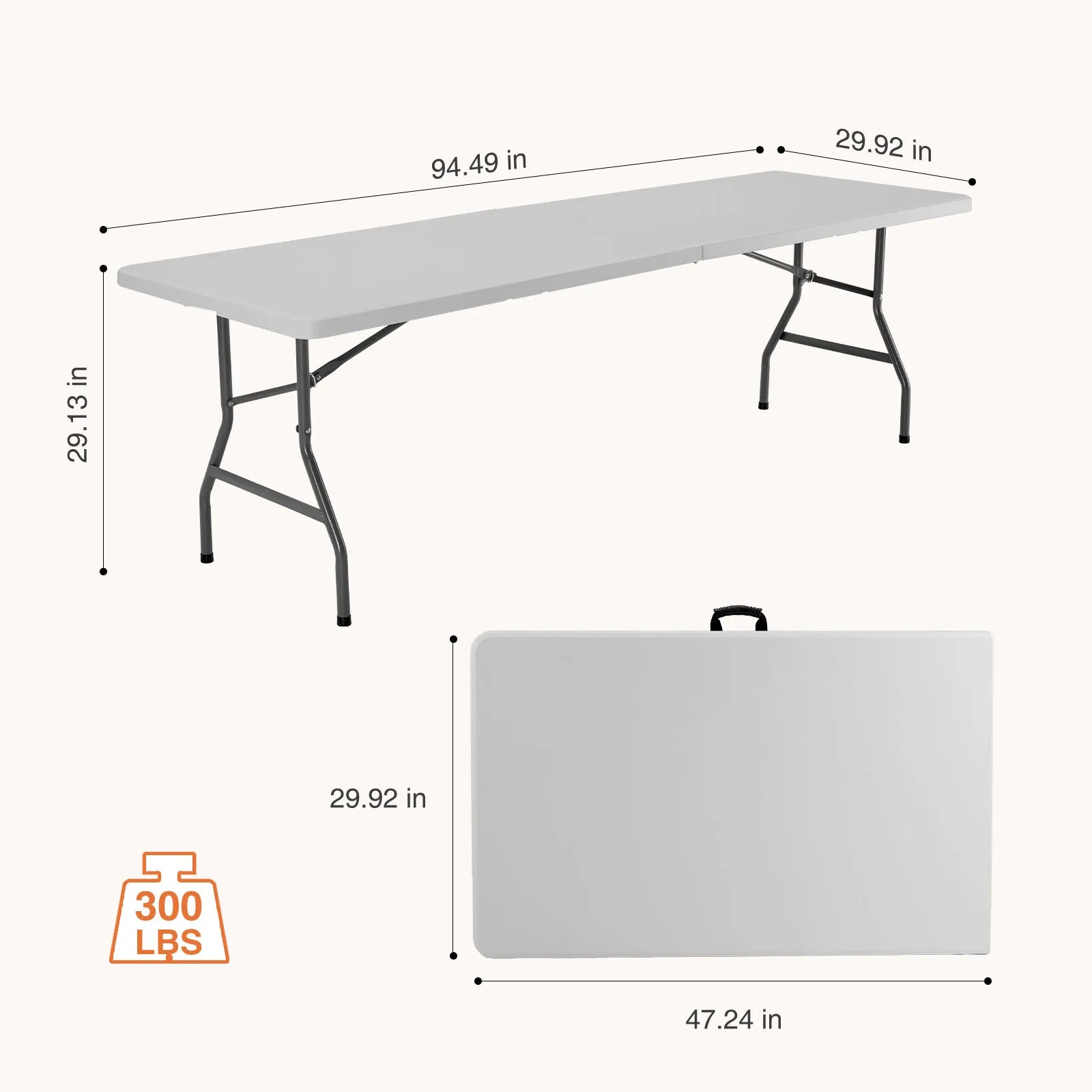2 Pack of 6 Feet Foldable Table with Built in Handle & Steel Legs | Heavy Duty Portable | Perfect for Party, Dining, Wedding, Events, Picnic Indoor, Outdoor, Camping, Utility, Temporary