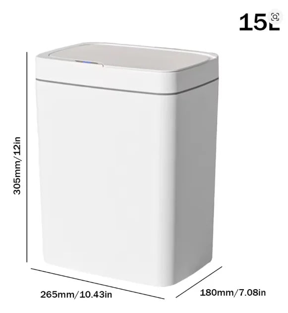 15L Smart Sensor Trash Can — Touchless Auto-Open, IPX5 Waterproof, Auto Bagging | White