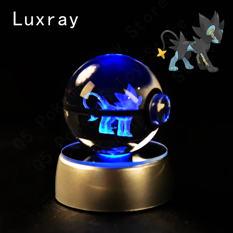 3D Crystal Ball LED Night Light - Pikachu, Mewtwo & More