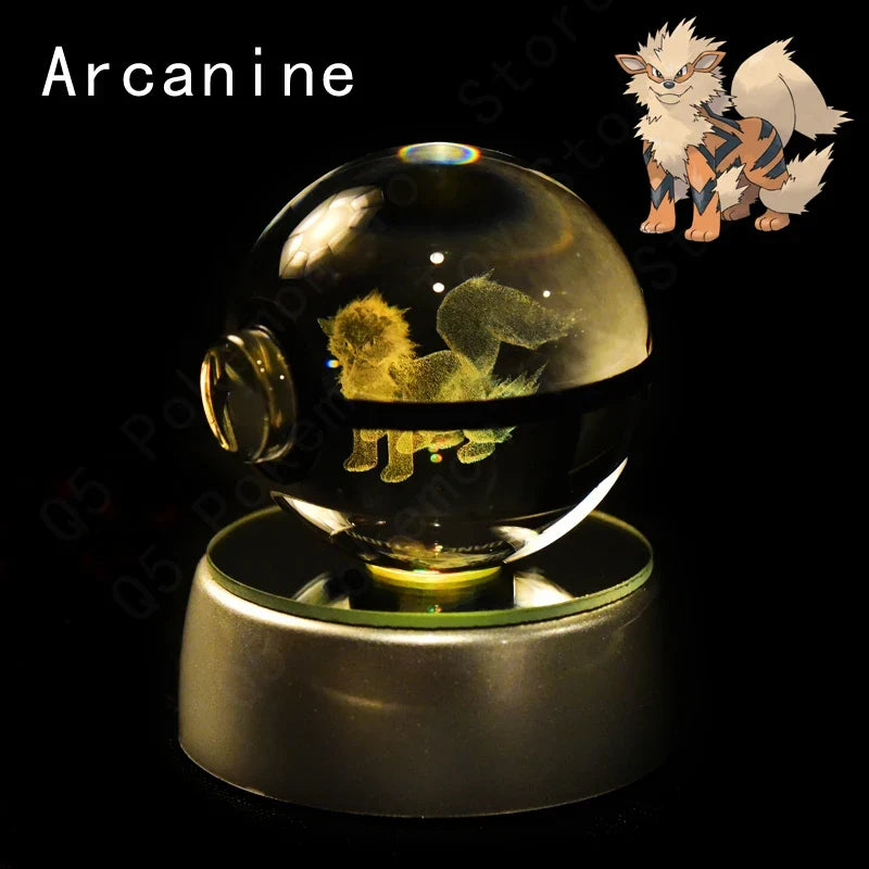 3D Crystal Ball LED Night Light - Pikachu, Mewtwo & More